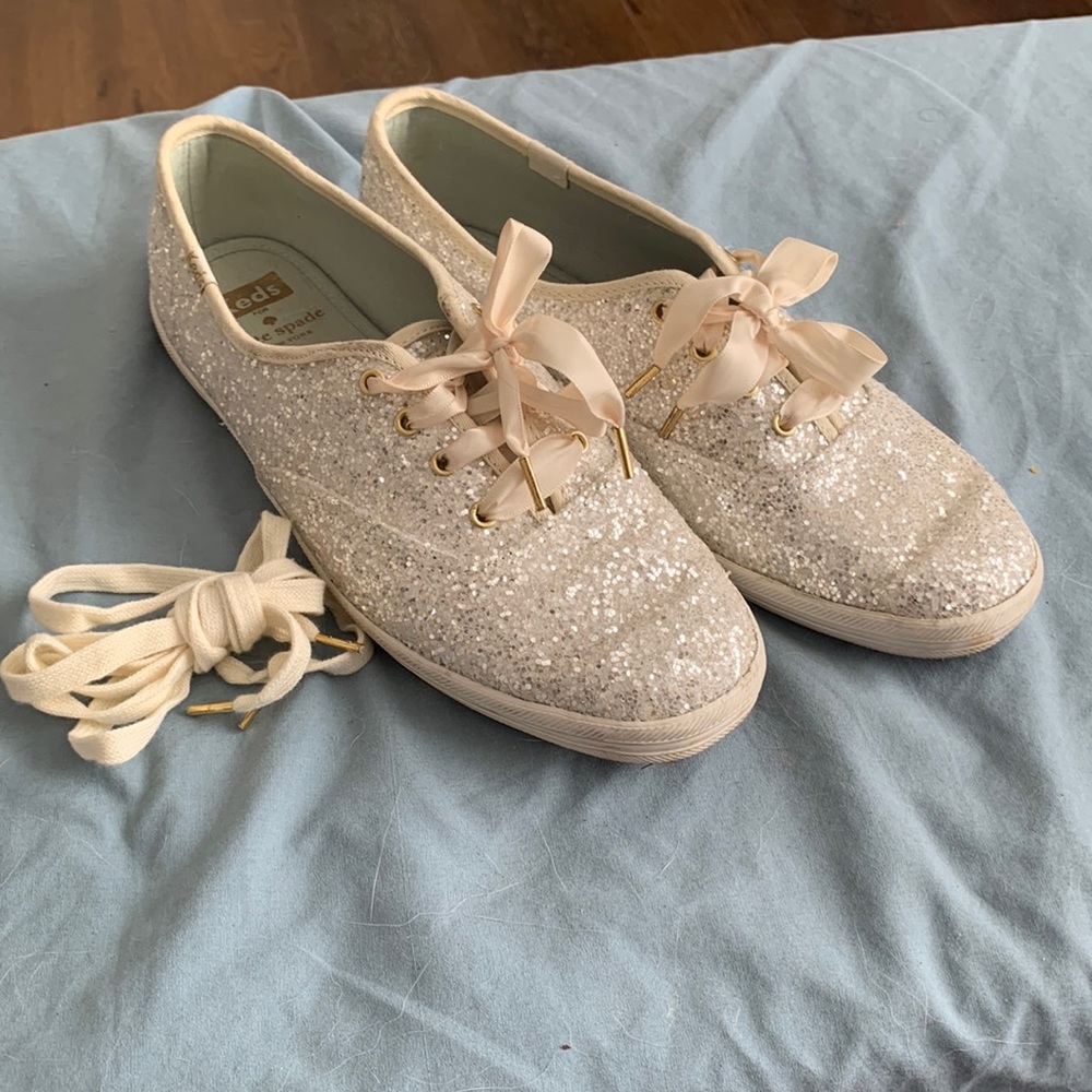 Glitter Keds X Kate Spade 8.5 white